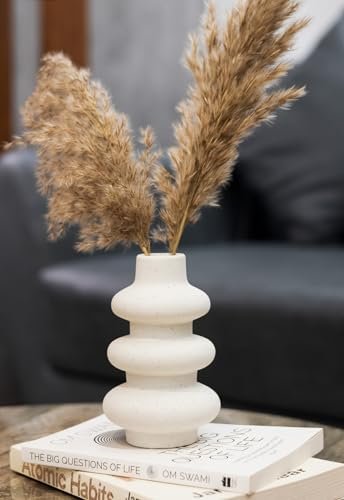 Flower Vase- Vase- Vases for Home DŽcor- Flower Vases Home Decor- Flower Vase Big Size- Ceramic Vase- Vase for Living Room,Waterproof Earthy Matte Finish,Wave Shape,6 Inches,White