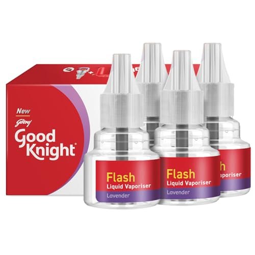 Good knight Flash Liquid Vapourizer | Mosquito Repellent Refill | Lavender Fragrance | Pack of 4 (45ml each)
