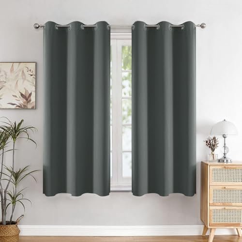 HOMEMONDE Blackout Curtains 5 Feet Single Pcs - Thermal Insulated, Noise Reduced Window Curtain, 71% Room Darkening - Grey (60 Inches, 152.4L x 118W CM)