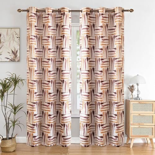 HOMEMONDE Pack of 1 Polyester Curtain 5 Feet Long - Room Darkening Thermal Insulation Thick Panels, Paint Striped Design Digital Print Curtains - (Multicolor - 60L x 46W Inches)