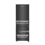 Haier 237 L, 3 Star, 8 In 1 Convertible, Twin Inverter Technology, Bottom Mounted Frost Free Double Door Refrigerator (HEB-243GB-P, GE Black)