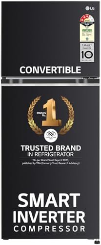 LG 246 L 3 Star Smart Inverter Frost-Free Double Door Refrigerator (, GL-S262SESX, Ebony Sheen, Convertible)
