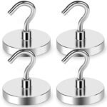 LOVIMAG Magnetic Hooks Heavy Duty, 110 Lb Strong Magnetic Hooks For Cruise Cabins, Strong Magnets With Hooks For Hanging, Toolbox, Cruise Ship Essentials, Locker?Office And Kitchen Etc- 4 Pack,Silver