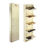 Laxmi KAPAT 5 Door Metal Wall Mounted Shoe Rack Stand for Home with Central Locking, Can Hold Upto 20 Shoes Pair, 3 Year Warranty (67 x 20 x 6 Inch, Ivory)