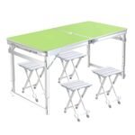 Livzing Folding Table with 4 Chairs Height Adjustable Aluminium Foldable Table for Picnic Hiking-Patio-Party-Garden-Travel Friendly Multipurpose Portable Dining Set-Perfect for Cooking Outdoor&Indoor