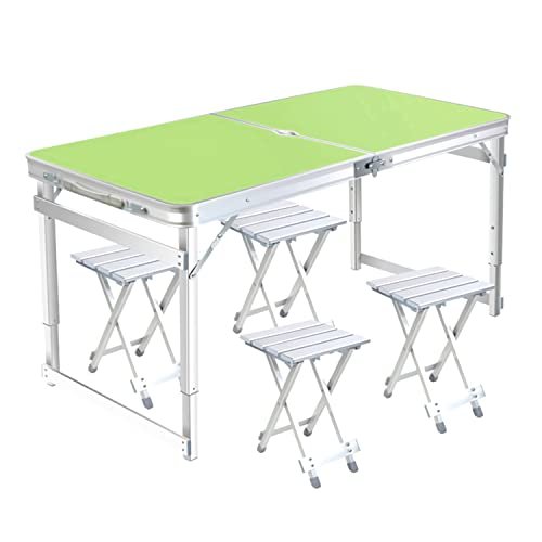 Livzing Folding Table with 4 Chairs Height Adjustable Aluminium Foldable Table for Picnic Hiking-Patio-Party-Garden-Travel Friendly Multipurpose Portable Dining Set-Perfect for Cooking Outdoor&Indoor