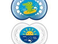 MAM Silicone Crystal Pacifier (2 Pack, 1 Sterilizing Pacifier Case), Pacifiers 6 Plus Months, Baby Boy Pacifier, Best Pacifiers For Breastfed Babies, Designs May Vary