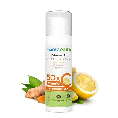 Mamaearth Vitamin C Daily Glow Face Serum for Men & Women - Vitamin C Serum for Glowing Skin, Oily Skin & Dark Spots, With 50x Vitamin C -30ml