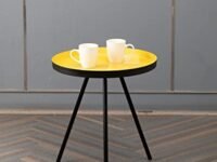 Market99 Yellow and Black Round Side Table for Home | Stylish End Table & Nightstand for Living Room, Bedroom & Small Spaces | Tripod Table