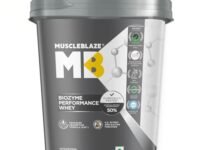 MuscleBlaze Biozyme Performance Whey Protein Powder, Blue Tokai Coffee (4kg / 8.8lbs) | 25g Protein Per Scoop | Clinically Tested 50% Higher Protein Absorption