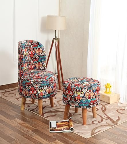 NACIA Printed Ottoman Pouffes Chair Stool for Living Room Furniture Sitting Dressing Table Pouf Sofa Puffy Stool Room, Pouffes for Sitting Foot Rest, (Multicross)