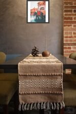 POSHREYA Cotton Table Runner For 4 6 Seater Dining Table|Centre Table|Living Room|Table Decor(14*72 Inches), Large, Beige