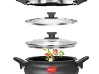 Pigeon by Stovekraft All in One Super Cooker 620-H 3 Litre Hard Anodised Outer Lid Pressure Cooker (Black, Aluminium)