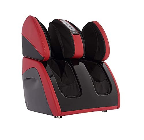 RoboTouch Classic Corded Electric Plus Leg And Foot Massager With Kneading And Vibratory Reflexology For Pain Relief In Calves, Thigh, Feet, And Ankles, One Year Warranty. (Red)