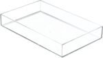 SHARMA PLASTICS Acrylic Vanity Tray Organizer, Remote Control Tray, Sturdy Square Nightstand Dresser Bathroom Organizer (Clear - 8'' X 12'')
