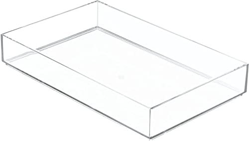 SHARMA PLASTICS Acrylic Vanity Tray Organizer, Remote Control Tray, Sturdy Square Nightstand Dresser Bathroom Organizer (Clear - 8'' X 12'')