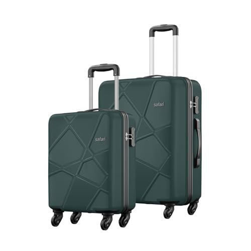 Safari Pentagon Set of 2, Cabin & Checkin Trolley Bags Hard Case Polypropylene 4 Wheels 360 Degree Wheeling System Luggage, Travel Bags, Suitcase for Travel, Trolley Bags for Travel, Dusk Green