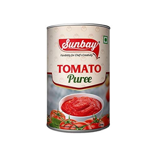 Sunbay Canned Tomato Puree | Made With 100% Natural Tomatoes | No Artificial Ingredients or Preservatives | Fresh, Thick & Natural Tomato Puree - 850gm