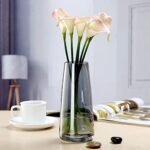 The Purple Tree Tapered Glass Vase For Home Decor Round Shape Center Table Bedroom Living Room And Office Decoration (Pack Of 1, Smokey Grey) Luster Glass Vase, Decorative Vase, Diwali Gift