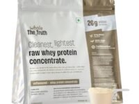 The Whole Truth Whey Protein Concentrate Unflavoured |1 kg (2.2 lbs) | 26g Protein per scoop | 6.4g BCAA | 100% Authentic Whey & No Adulteration | Clean and Light | Muscle Building | Vegetarian