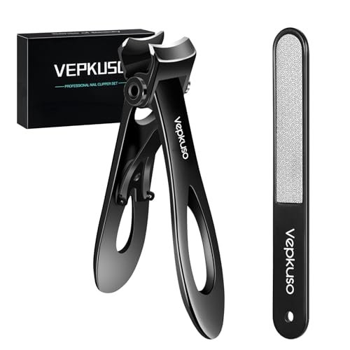 Thick Toenail Clipper – Vepkuso Wide Jaw Opening Oversized Stainless Steel Toenail Cutter with Nail File For Thick Nail, Extra Large Fingernail Toenail Trimmer for Men&Women