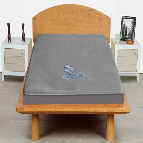 Trance Cotton Feel Terry 80x38 inch Ultra Soft Waterproof Mattress Protector for Hostel/College |Breathable - Hypoallergenic Fitted Style Mattresses Cover (80x38 inch|6.6x3.1 feet, Grey-Pack of 1)