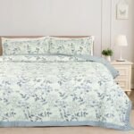 VAS COLLECTIONS Ultrasonic Bedcover Bedsheet Quilt Bedspread with 2 King Size Pillow Covers 90 x 100 inches Decorative Bed Cover King Size (Floral, White and Black)