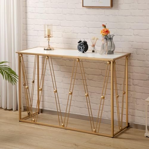 Weston Crafts Modern Gold Console Table Accent Entryway Table with Metal Frame, Entrance Table for Hallway, Sofa&Couch Side Table for Home, Living Room, Bedroom