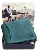 WildHorn Blue Leather Wallet for Men I 9 Card Slots I 2 Currency & Secret Compartments I 1 Zipper & 3 ID Card Slots