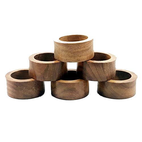 Wooden Handmade Napkin Ring Pure Made with Nature Wood with shisham Set of 6 Pieces by Ajanta Arts