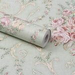 ZANIC Floral Wall Stickers DIY (45 x 500 cm) Floral Damask Self Adhesive, Living Room, Bedroom, Sofa Background Decal (45 x 500 CM, Sage Green)