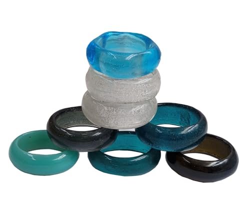 eshoppee Multicolor Set of 8 pcs Glass Napkin Ring Napkin Holder Set for Dining Decoration (6)