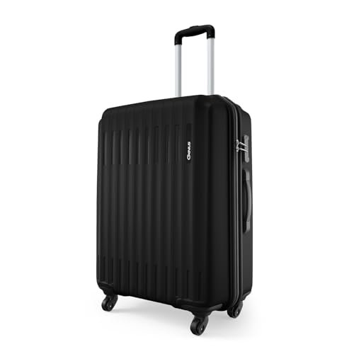Safari Genius Alley 66cm Medium Size Check-in Trolley Bag Hard Case Polypropylene, 4 Spinner Wheels, 360 Degree Wheeling Luggage, Travel Bag, Suitcase for Travel, Trolley Bags for Travel, Black