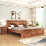 SONA ART & CRAFTS Sheesham Wood King Size Bed Without Storage Solid Wooden King Size Cot Bed Double Bed Furniture for Bedroom Living Room Home - (Natural Finish), K_04 (Assembly Included)