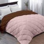 AYKA Reversible Comforter 220 GSM Microfiber Reversible AC Comforter/Blanket for Winter/Quilt/Duvets for King Size Double Bed Comforter (90 * 100, Brown & Peach)| TC - 220