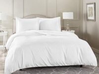 1800 TC Microfiber Razai Double Bed Queen Size Feel Queen Duvet Cover II Comforter Cover II Razai Cover II (Dohars) / Quilt Cover for Double Bed with Zipper (92x110 Inch)-White Solid