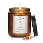 Aromahpure Premium Black Screw Jar Candle | Cinnamon Scented Candle | 100% Soy Wax, Smokeless Candle | Pack of 1 | Long Lasting Aroma Candles| Scented Candles for Home Decor, IFRA Certified