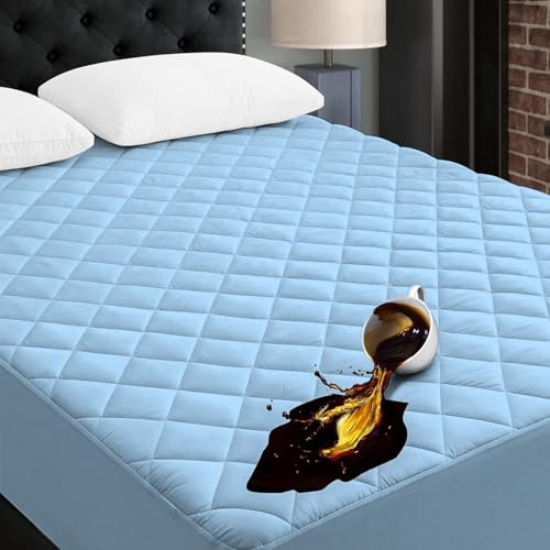 Ayka Waterproof Cotton Quilted Mattress Protector Single Size Breathable Hypoallergenic Noiseless Ultra Soft Fitted Bed Protector 78x36 inch Mattress/Bed Cover (Single 78x36 inch | 6.5x3 ft, Blue)
