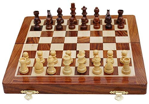 BCBESTCHESS Limited Edition Wooden Handcrafted Folding Magnetic Chess Board with Extra Queens for Kid, Adult (18 x18 Inches)