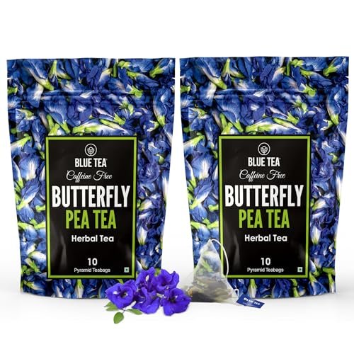 BLUE TEA-Butterfly Pea Flower Tea-10 Tea Bags-Plant Based|ANTIOXIDANT RICH|Aparajita-Shankhpushpi|Caffeine Free-Detox Tea-Flower Based-Herbal Tea-Non-GMO|Featured In Shark Tank|Ziplock Pouch,Pack Of 2