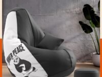 Biggie Bean Bag with Beans Filled 4XL VibeBoost Premium Bean Bag with Free Cushion and Footrest - Official : Solitude Bliss Combo (Matching Color : Regular, Inner Peace-Black)