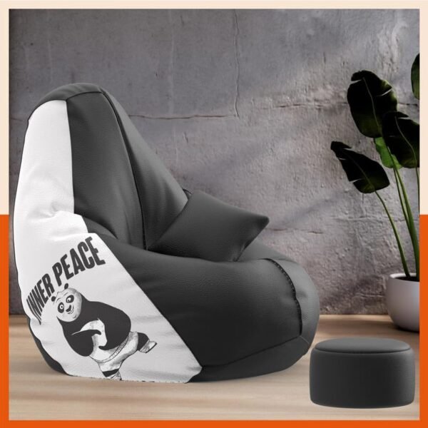 Biggie Bean Bag with Beans Filled 4XL VibeBoost Premium Bean Bag with Free Cushion and Footrest - Official : Solitude Bliss Combo (Matching Color : Regular, Inner Peace-Black)