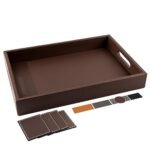 Birch & Co. Wooden Tray For Serving- 10 Inch X 15 Inch- Round Shape Serving Tray- Tray Set For Decoration- Tea Trays- Big Coffee Tray- Premium Mdf Trey- Wooden Serving Trays- Resin Tray,Brown