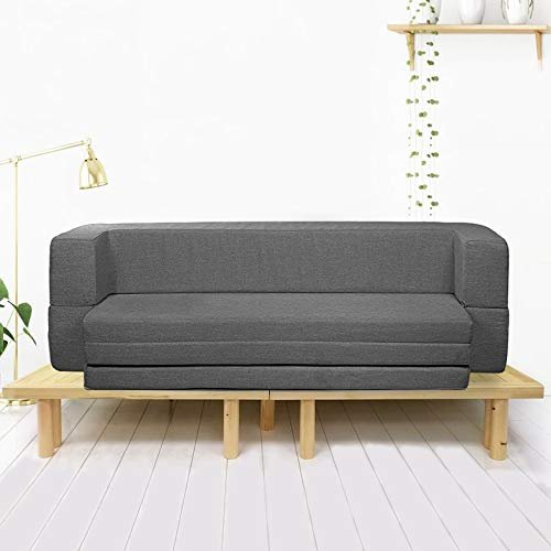 Coirfit Smart Homes Two Seater, 4' X 6' Feet Folding Sofa Cum Bed - Perfect for Guests - Jute Fabric - Grey