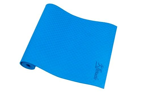 FITNATIC Yoga Mat For Everyone With Cotton Strap, EVA Material, Extra Thick Exercise Mat, ANTI SKID With Superior GRIP, ANTI ODOUR,BLUE.