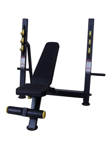 GYM24 EQUIPMENTS Heavy Duty Commercial Adjustable Olympic Bench With Incline Decline Flat Option Capacity 400 Kg, Black
