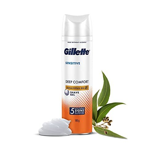Gillette Sensitive Shave Gel, Deep Comfort | 0% Paraben | 195 grams, White