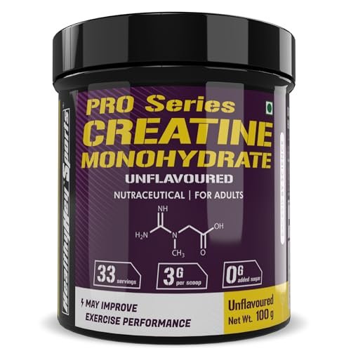 HealthyHey Sports Creatine Monohydrate powder for Muscle Building & Performance - 33 Servings (Unflavoured, 100gm)