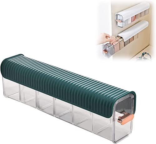 House of Quirk Drawer Underwear Organizer Divider, Wall Mount 6 Cell Drawer Storage Boxes and Acrylic Organizers for Lingerie, Socks, Ties, Data Cable, Spices Organization (Dark Green)