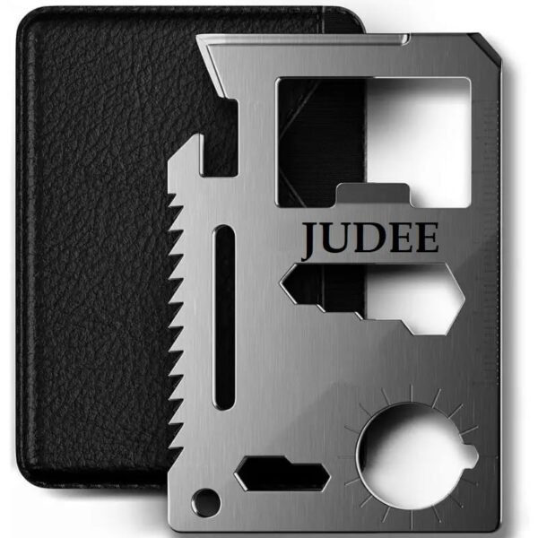 JUDEE Stainless Steel Credit Card Survival Tool - 11 in 1 Multipurpose Beer Bottle Opener Portable Wallet Size Ultimate Pocket Multitool